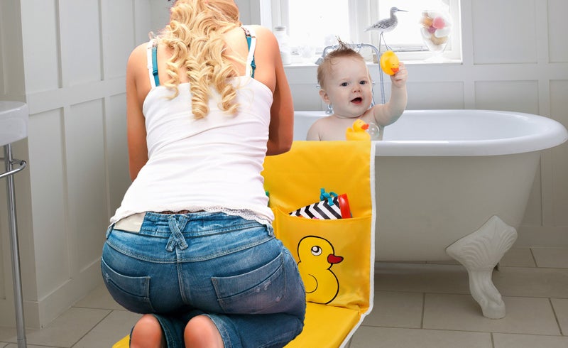 Handy Laundry Baby Bath Kneeling Pad -The Bathtub Bath Mat Has Thick Pads for Comfort and Two Large Pockets for Bathing Essentials. - Image 5